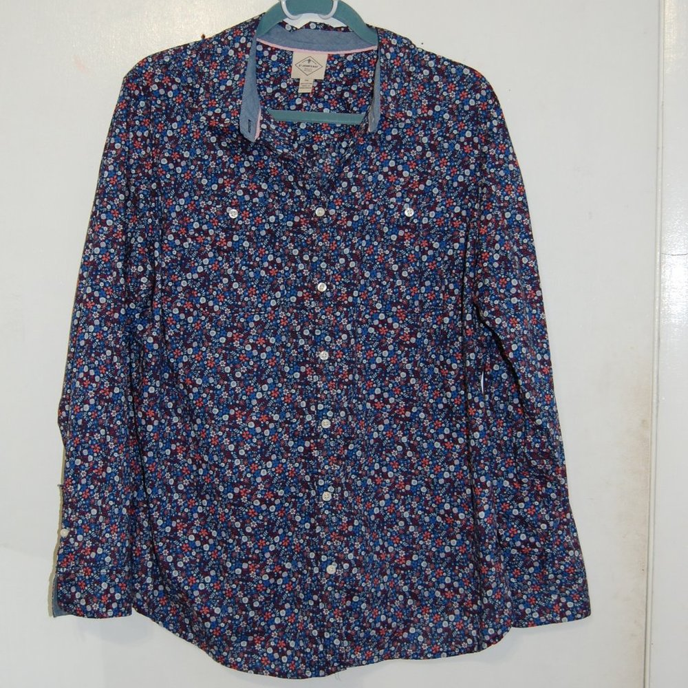 St. John's Bay, blue floral, button down shirt